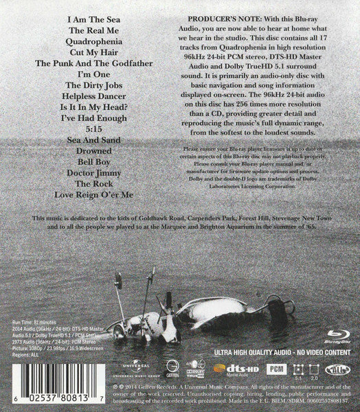 The Who : Quadrophenia (Blu-ray, Blu-ray-A, Album, RE, RM, Multichannel, K)